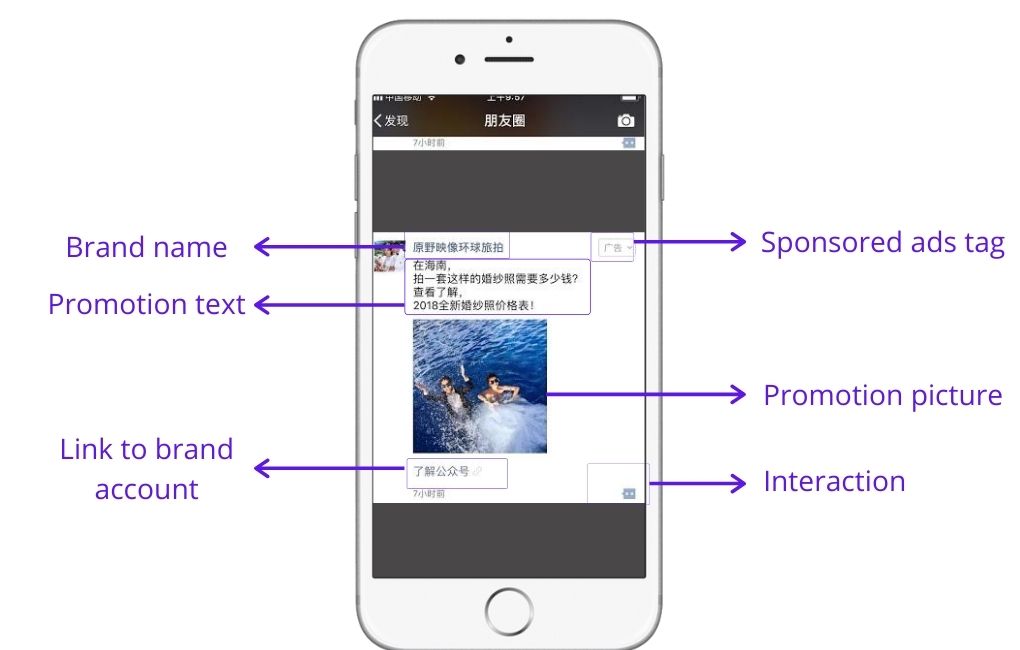 WeChat advertising: Moment ads