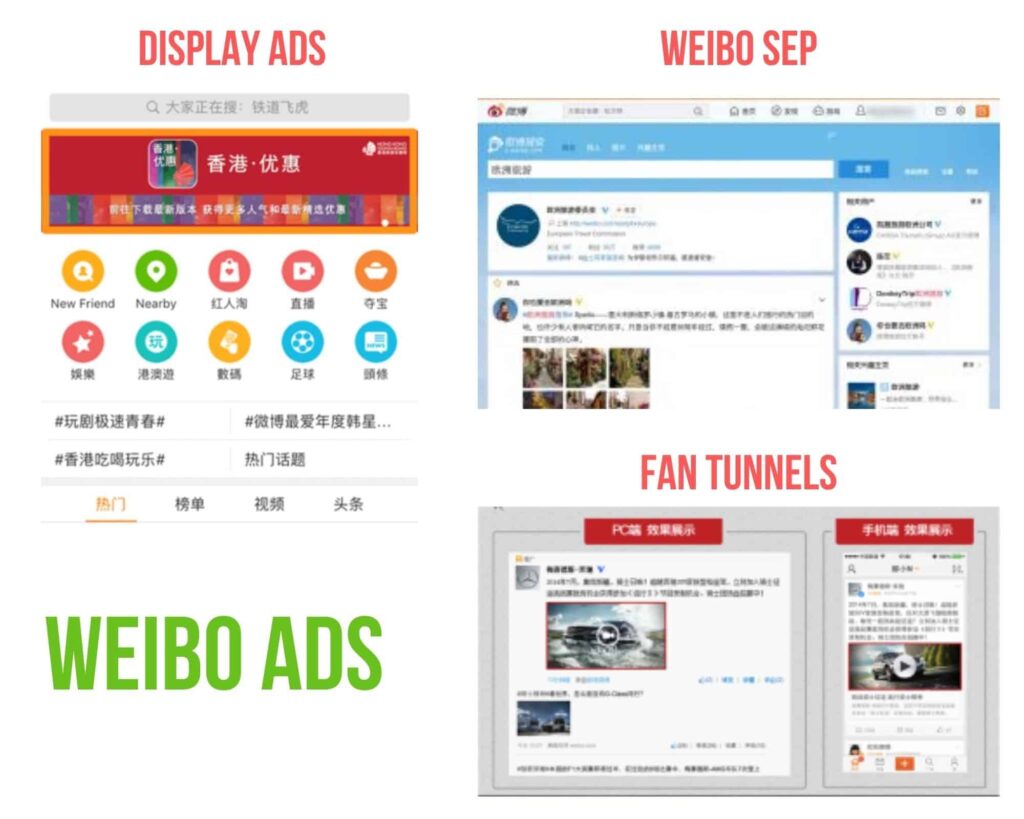Weibo advertising: different ad formats